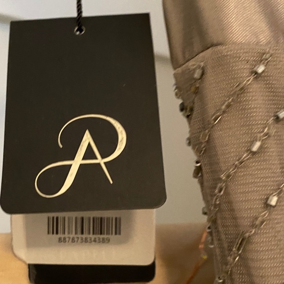 Adriana Papell beaded evening gown in platinum grey - formal dress New With Tags - Picture 5 of 8